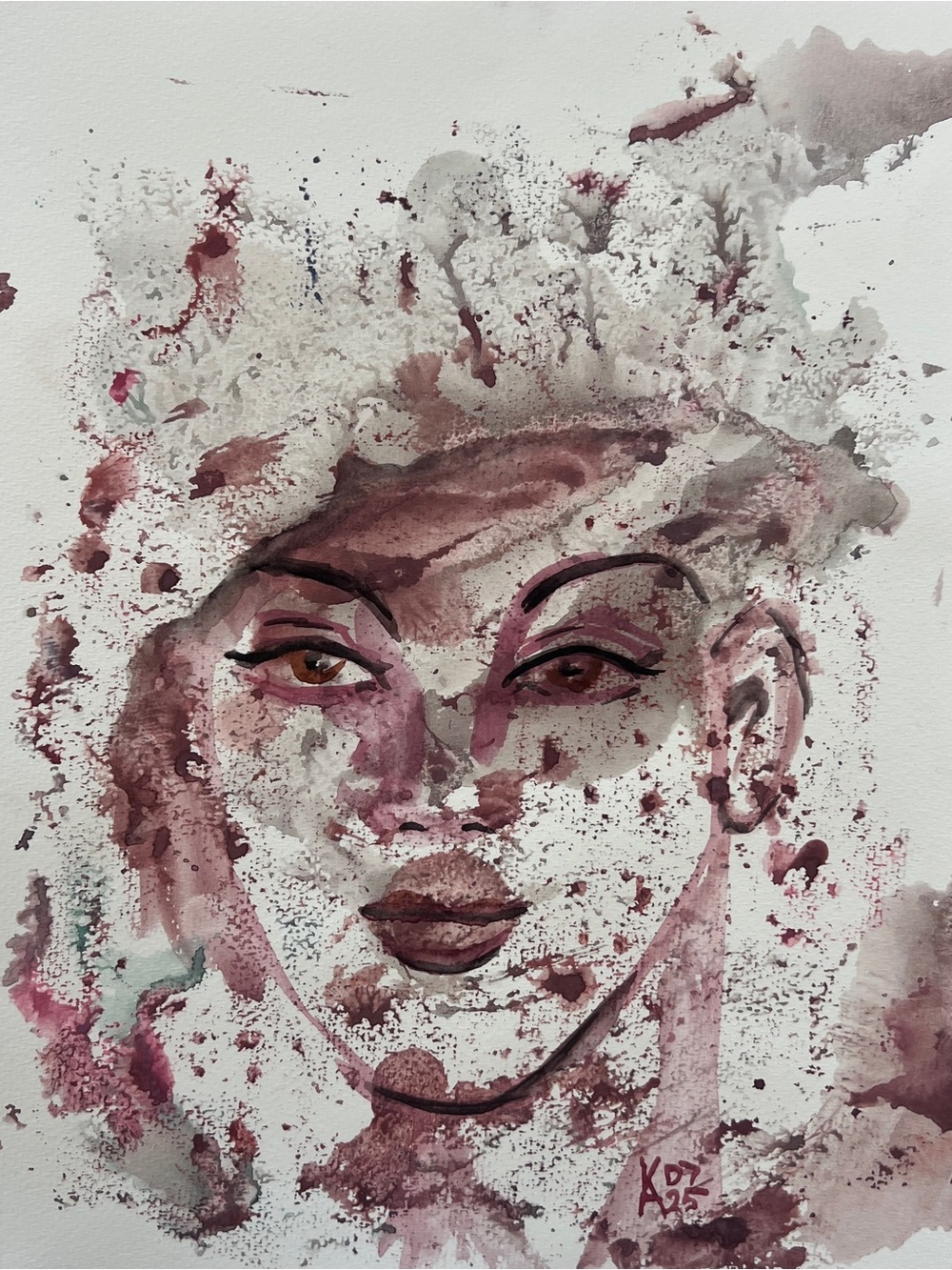 Abstract Rose Portrait Wall Art watercolor- Blush Pink